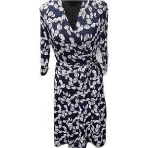 New 41 Hawthorne Stitch Fix Dress Women’s size 3x Faux Wrap Navy Blue Midi 45
